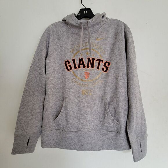 Nike Therma Fit Giants World Series Champions Heather Gray Hoodie Sweatshirt Med - Picture 1 of 16